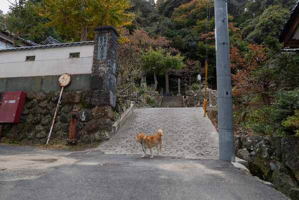 岩井温泉地区の愛宕山入り口。