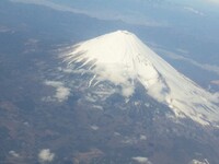 飛行機から撮影した冬晴れの富士山全景