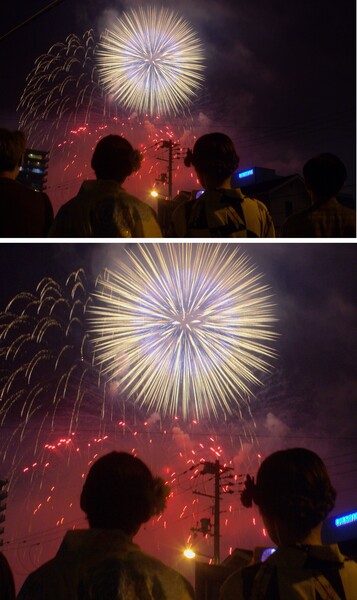 「街から見る淀川花火」夜景のRAW