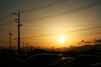【街】郊外の夕日