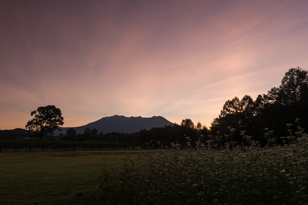 秋の高原　夕焼け
