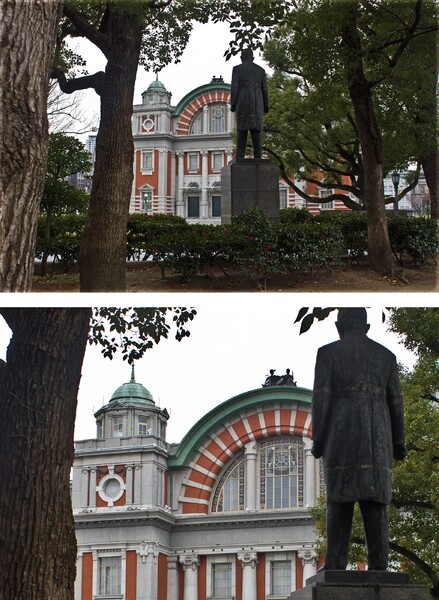 中之島公会堂と銅像