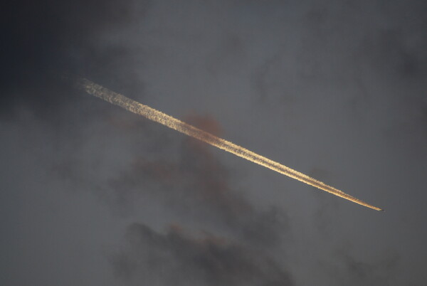 夕空の飛行機雲