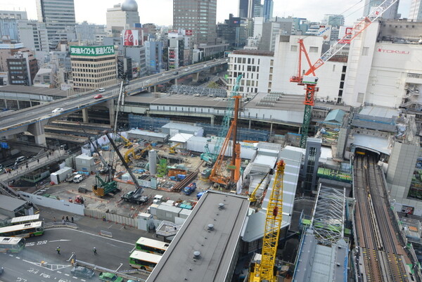 渋谷駅再開発ビル建築現場俯瞰