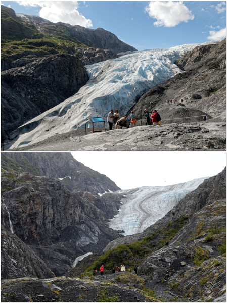Exit Glacier 8年間の後退比較