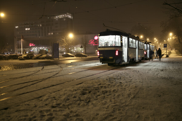 雪の路面電車