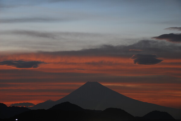 夕景　富士山