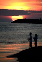 最上川河口の夕日　２