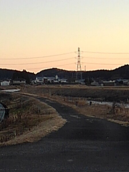 夕方の土手の道