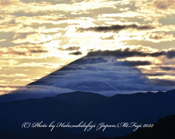 富士山　逆光の朝