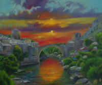 Red sky over Mostar