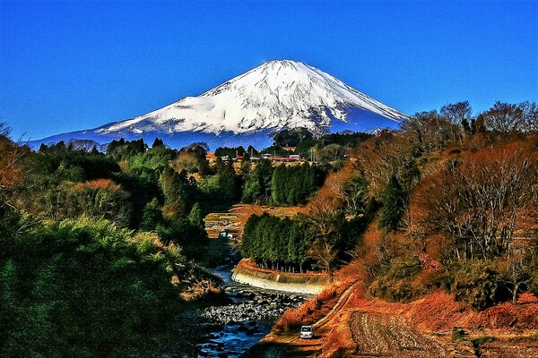 鮎沢川越しの富士