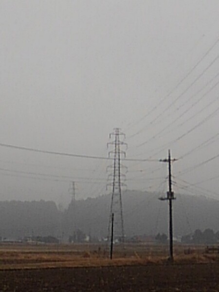 雨の郊外の景色