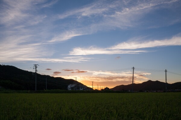 一日の終わりの少しだけの夕焼け。