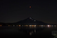 富士山と赤い月