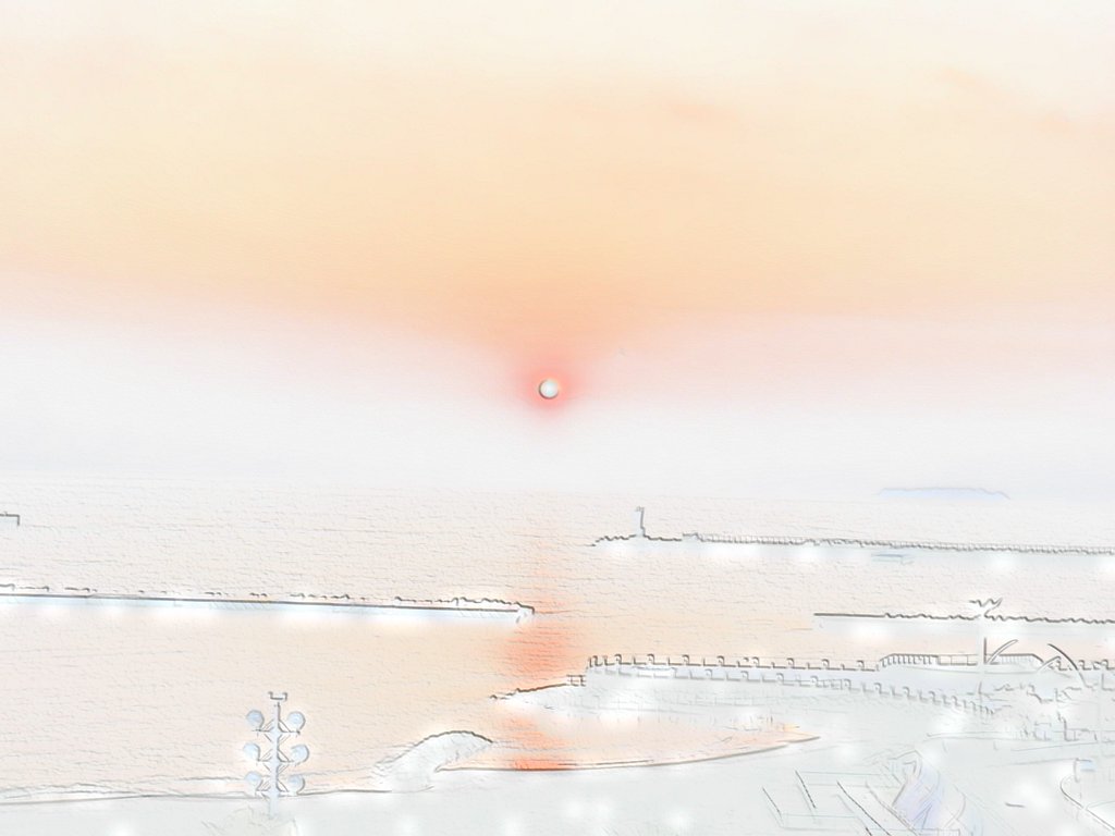 今日の日の出（水彩画）