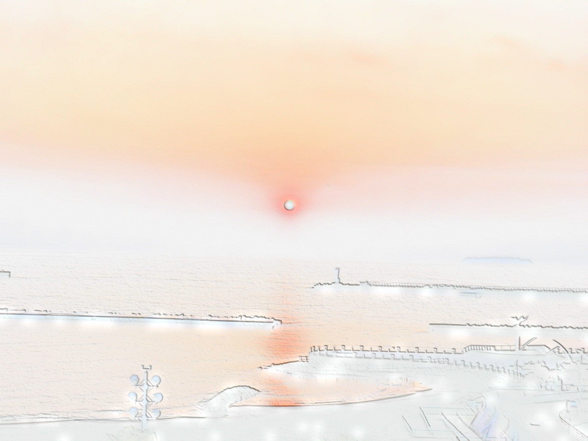 今日の日の出（水彩画）