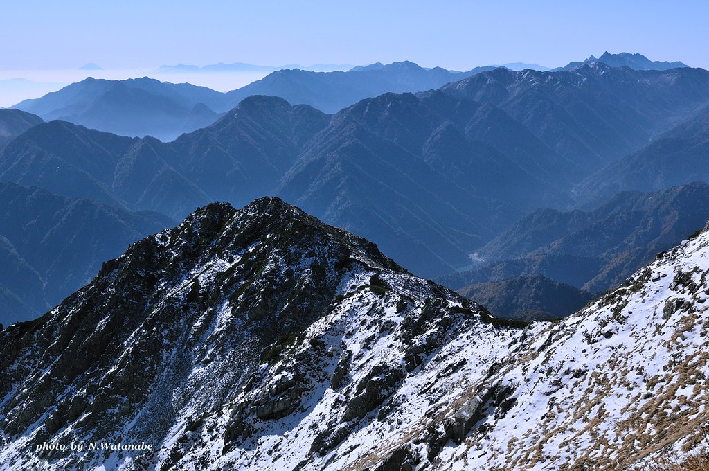 立山から見た富士山と槍ヶ岳