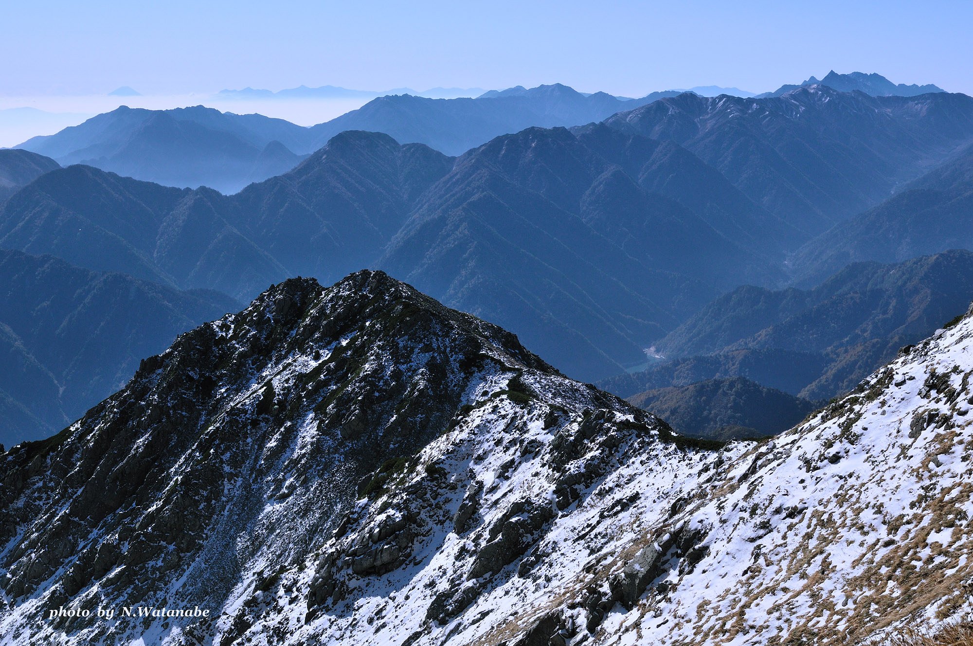 立山から見た富士山と槍ヶ岳