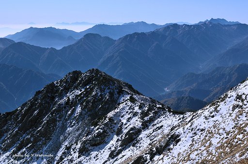 立山から見た富士山と槍ヶ岳