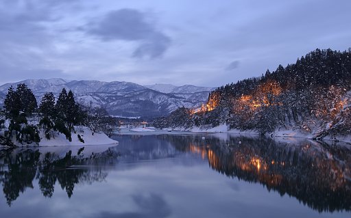 最上川の夕暮れ