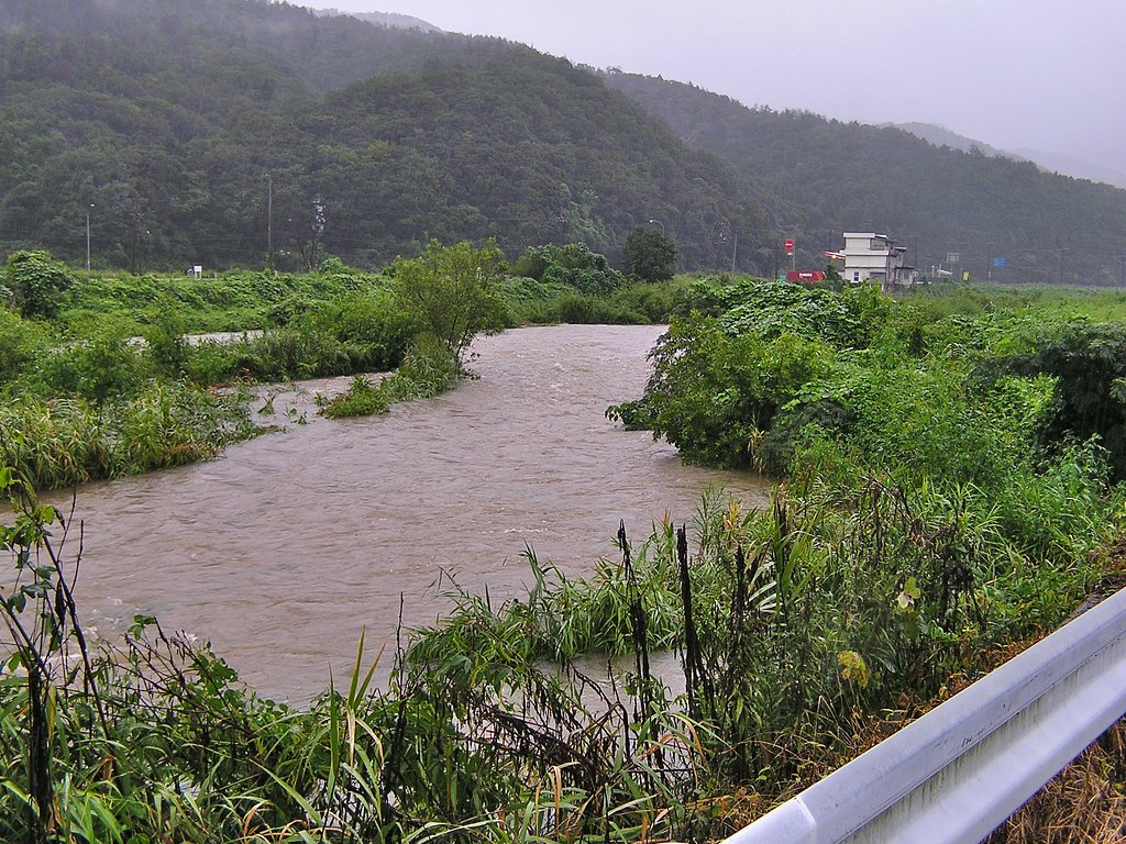 台風の濁流