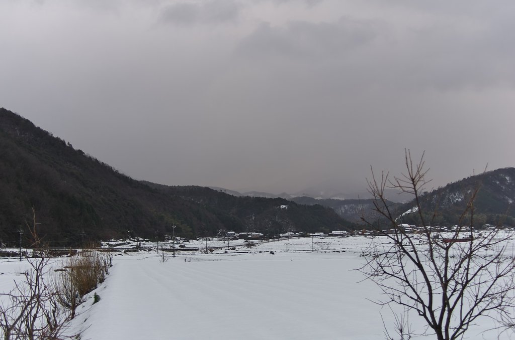 県境の高い山は雪降り・・