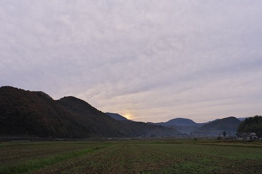 曇りの日の朝日の出。