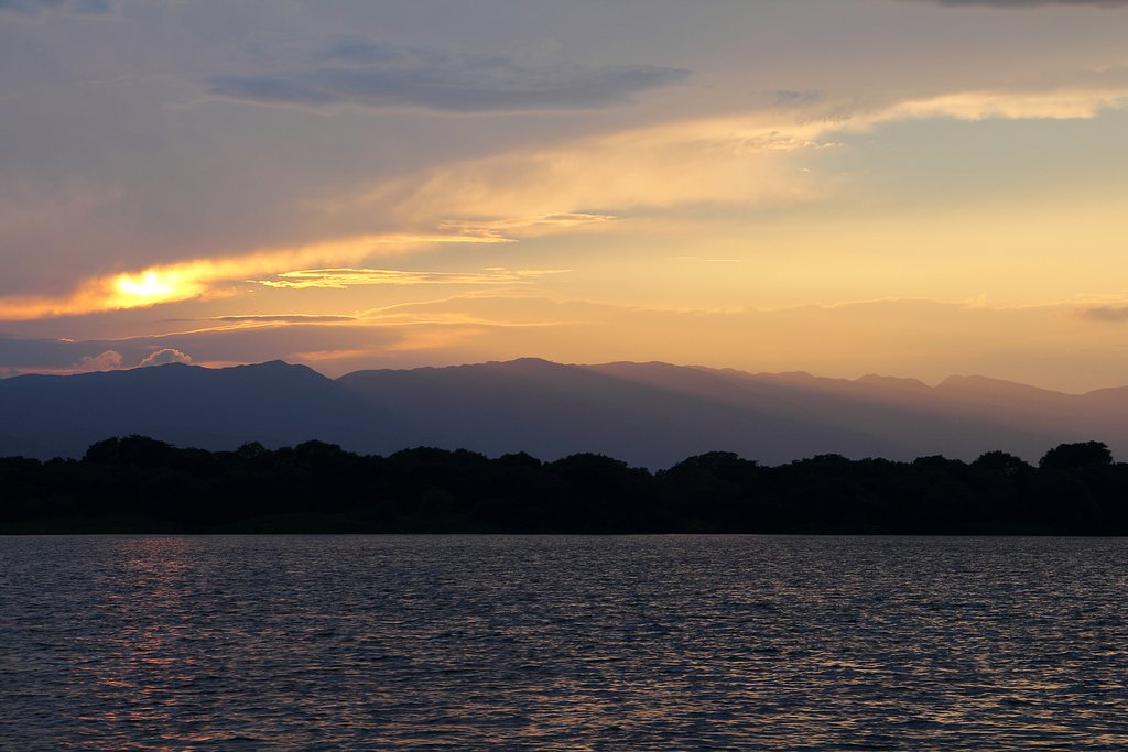 夕光に染まる