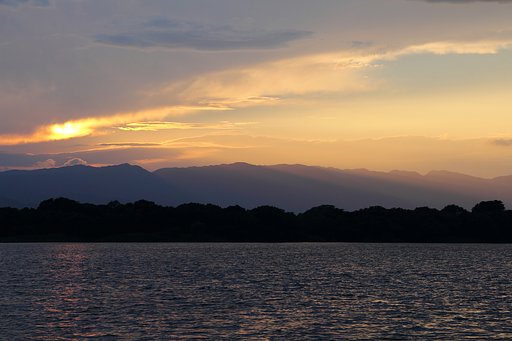 夕光に染まる
