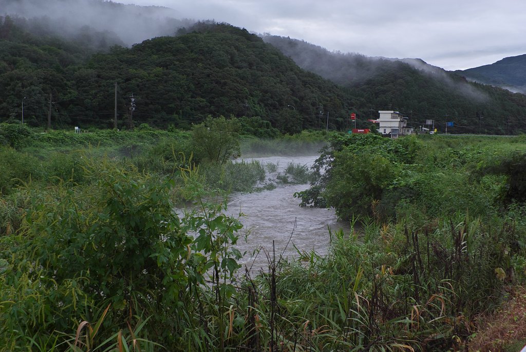 台風一過の蒲生川