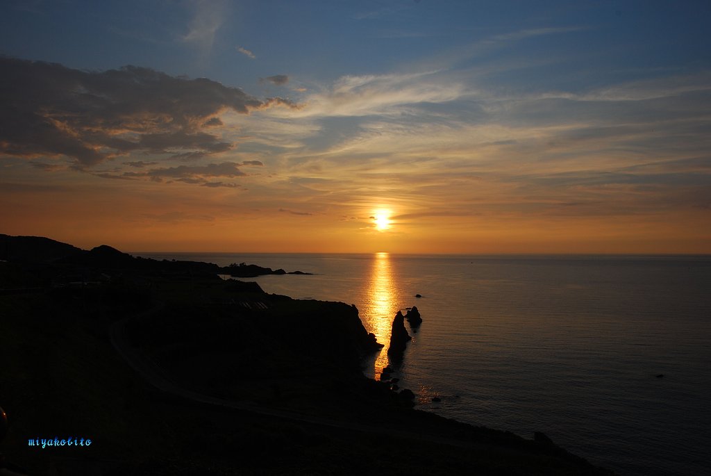 屏風岩の夕陽NO1