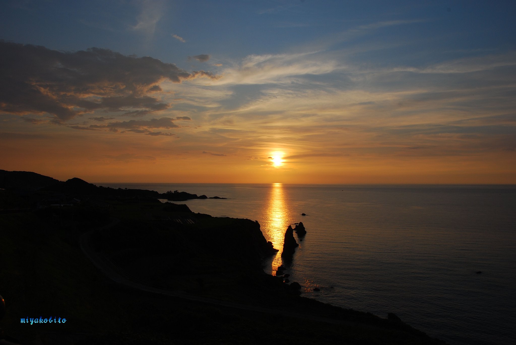 屏風岩の夕陽NO1