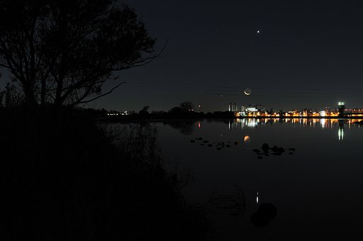 細月と水星、金星昇る