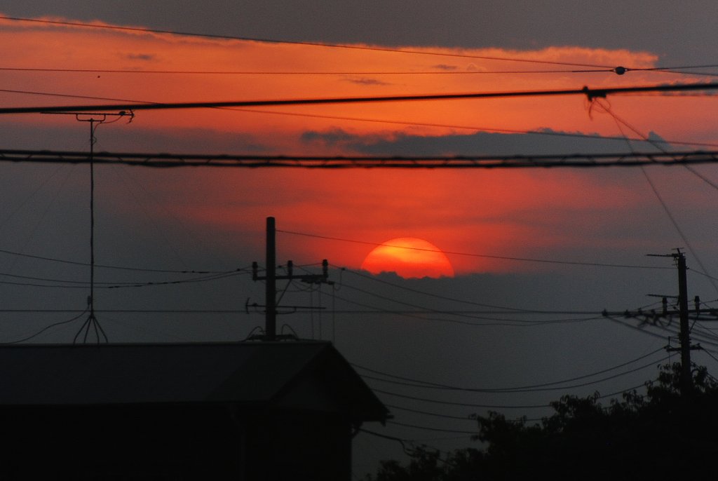真っ赤な夕日