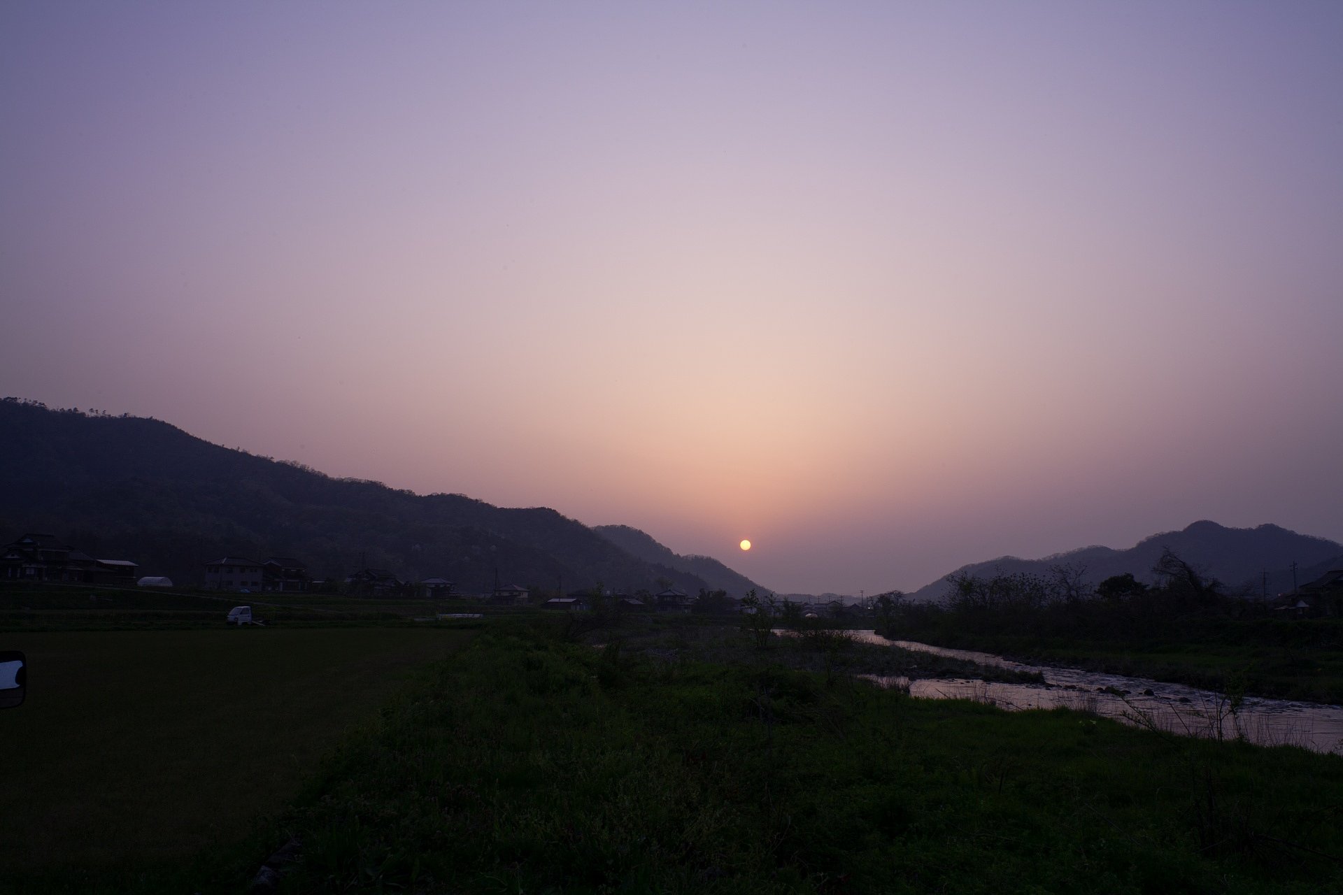 黄砂の中の夕焼け!