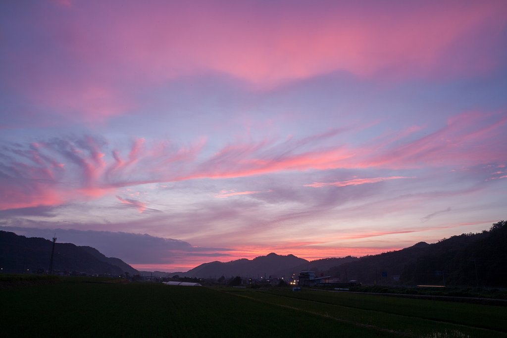 美しい夕焼けに・・。