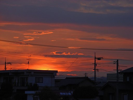 落ちて燃える【夕日】