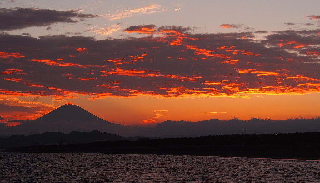 夕焼けの富士
