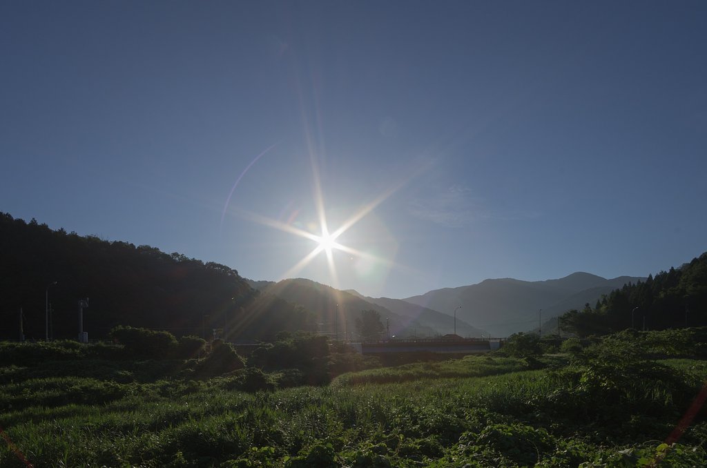 真夏の朝日・・。