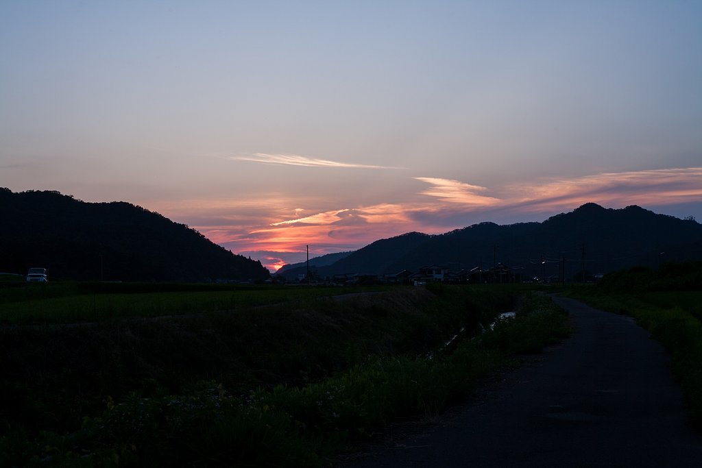すばらしい夕焼けに。
