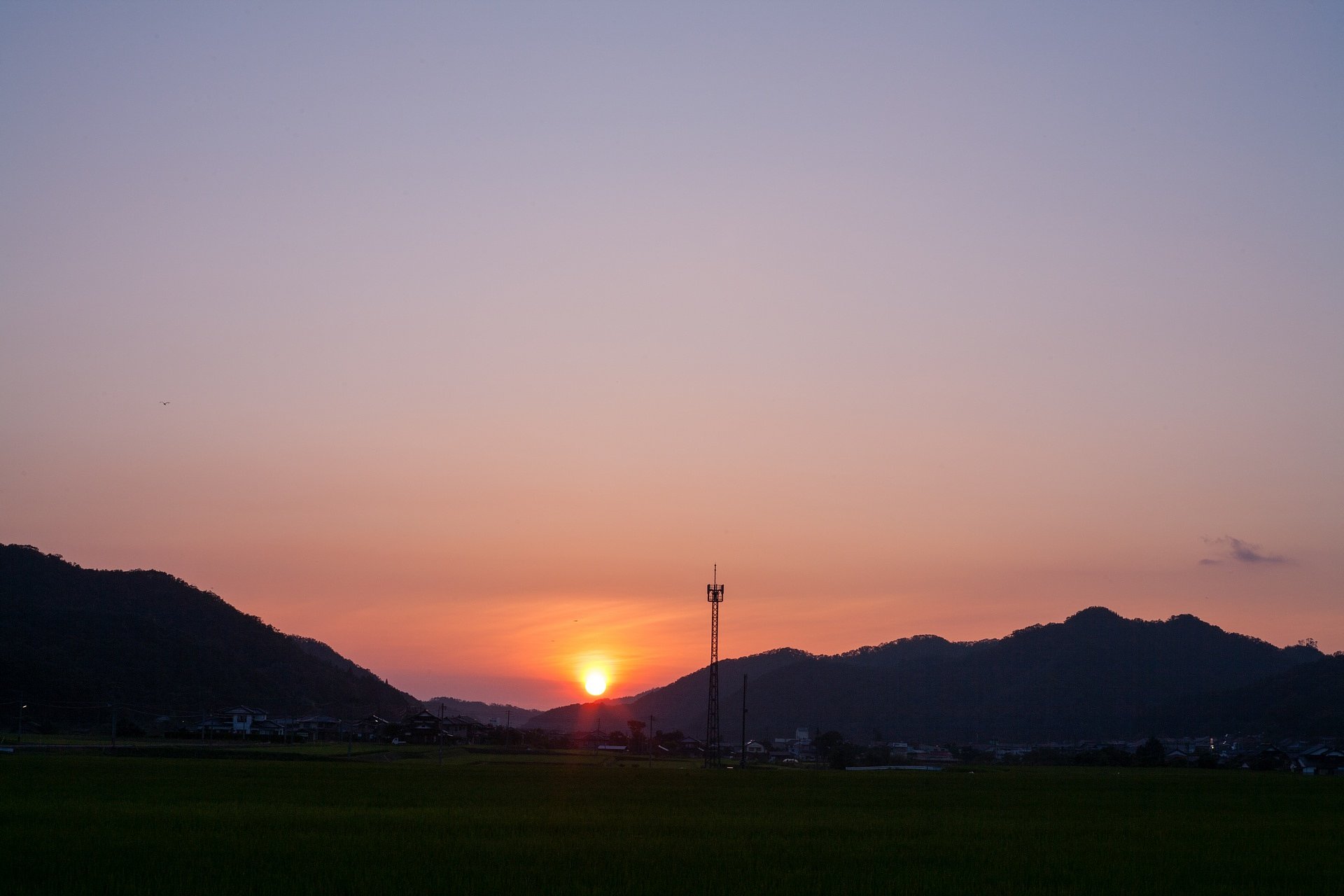 鮮やかな夕焼けに。