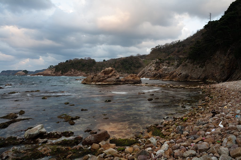 城原海岸に下りて・・。