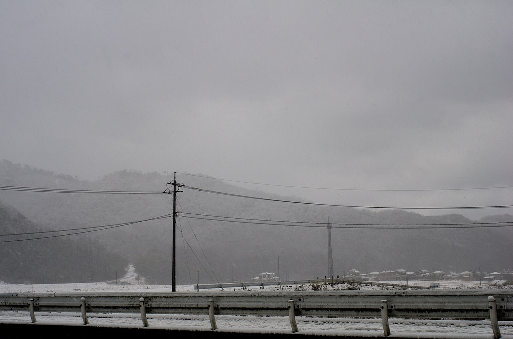 ボタン雪が吹き降り。