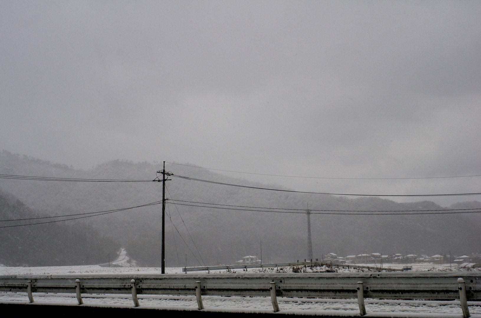 ボタン雪が吹き降り。