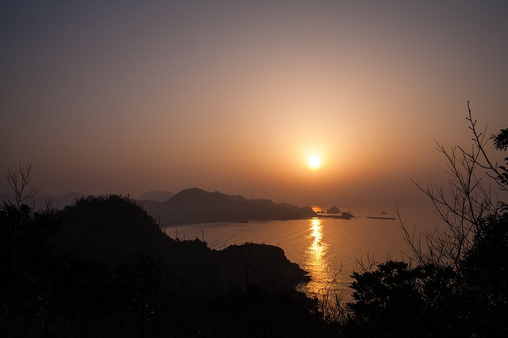 黄砂の中の夕焼け。