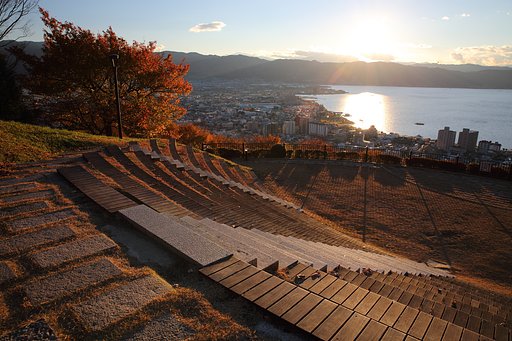 諏訪湖日没風景