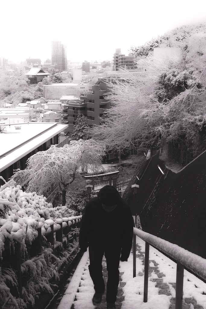 雪を踏みしめ　仙台・愛宕神社