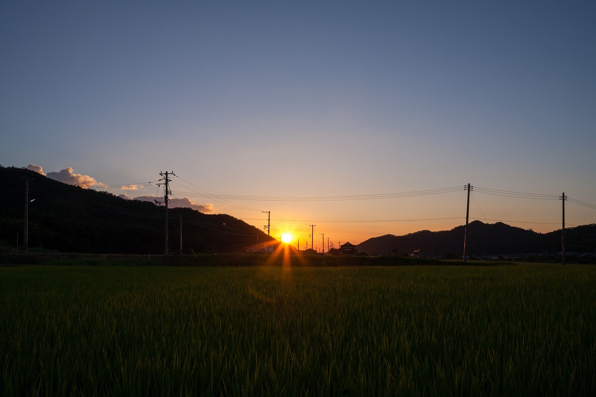 すばらしい夕焼けに。