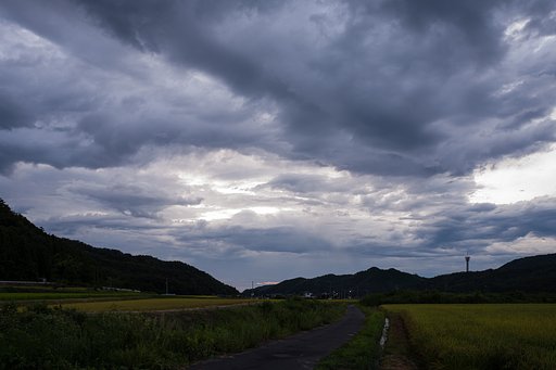 雨がパラパラしてきた西空・・。